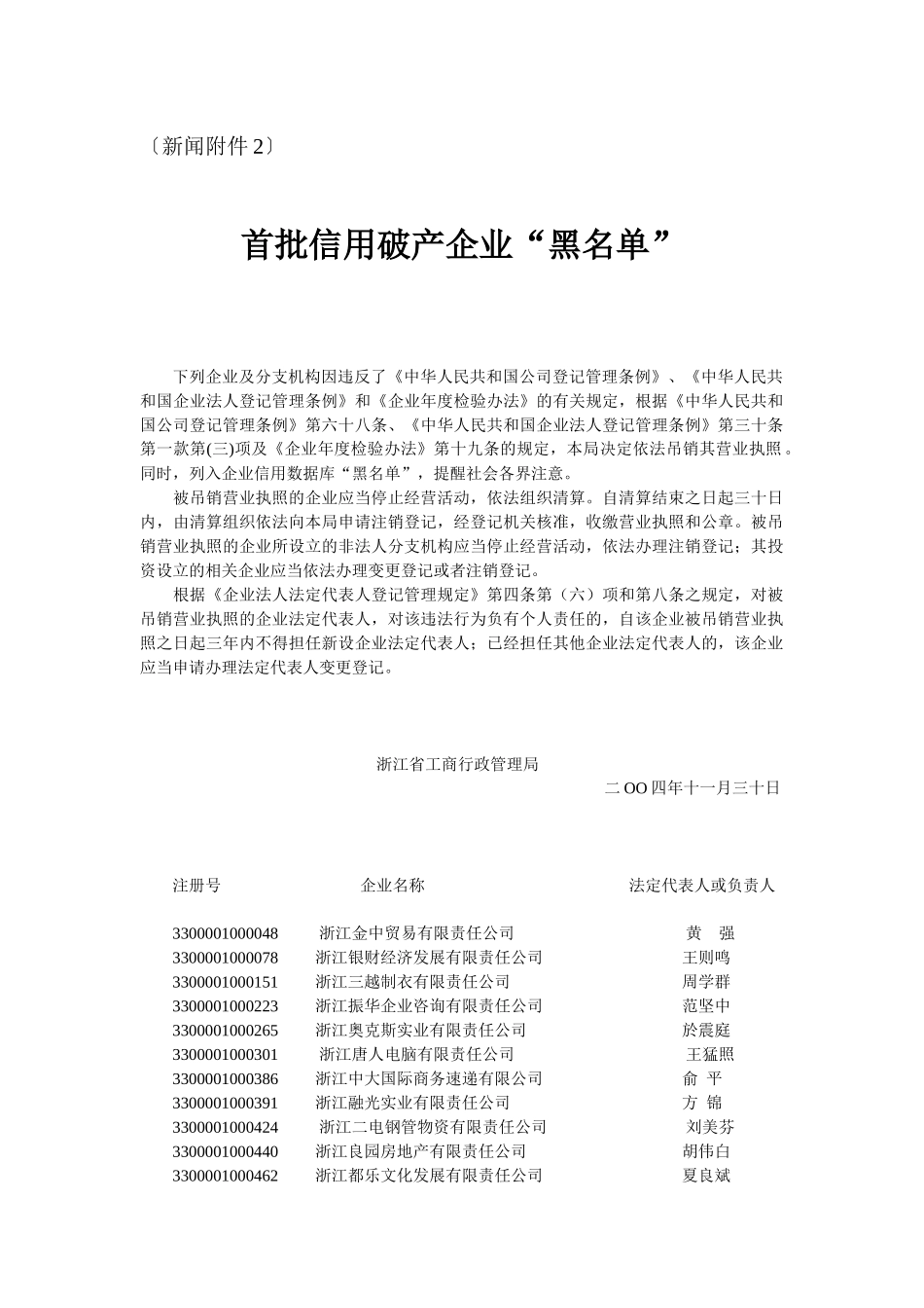 浙江省工商行政管理局吊销公告_第1页