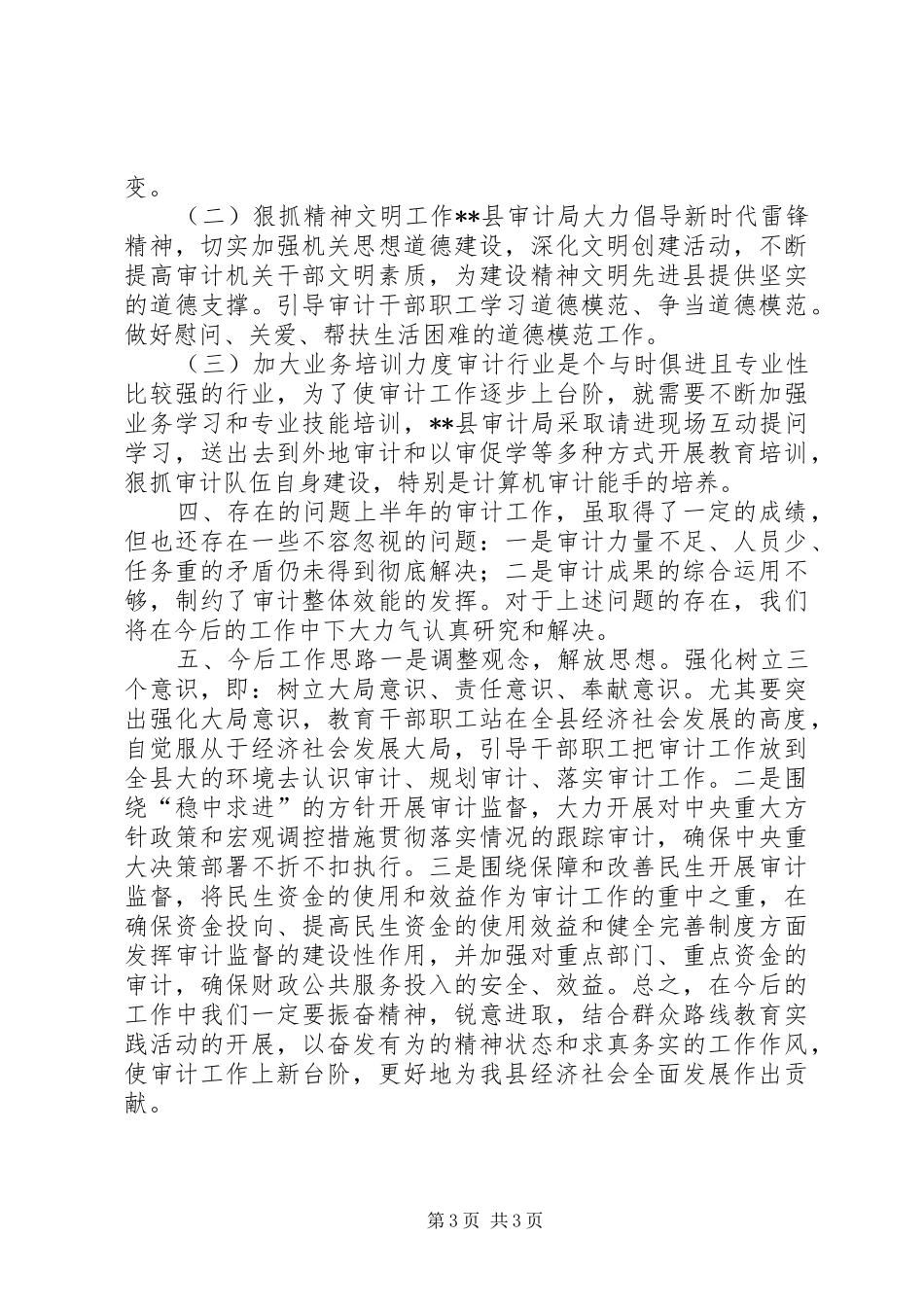 审计局上半年工作总结和下半年工作计划_第3页