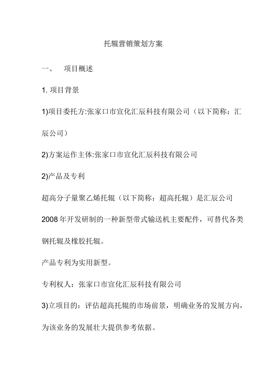 托辊营销策划方案_第1页