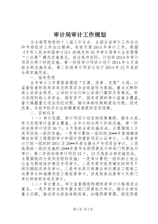 审计局审计工作规划