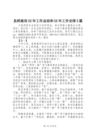 县档案局XX年工作总结和XX年工作安排5篇