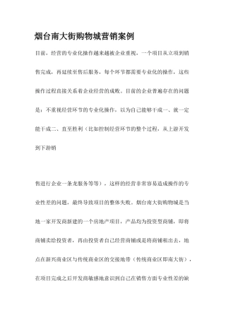 烟台南大街购物城营销案例