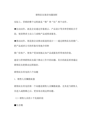 销售队伍现存问题剖析