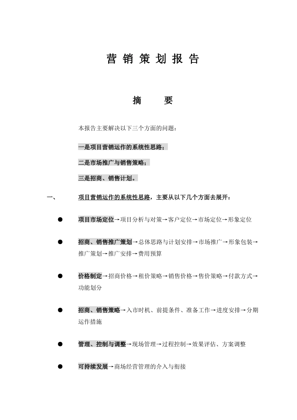 营销策划报告摘要（139页）_第1页