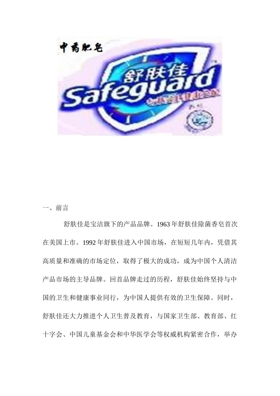 舒肤佳的营销策划书_第2页