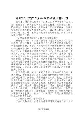 市农业开发办个人年终总结及工作计划