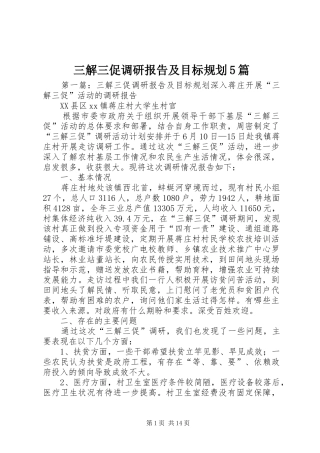三解三促调研报告及目标规划5篇