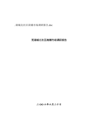 芜湖某区域商铺市场调研报告