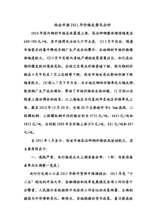 西安市场XXXX年价格走势及分析(改)