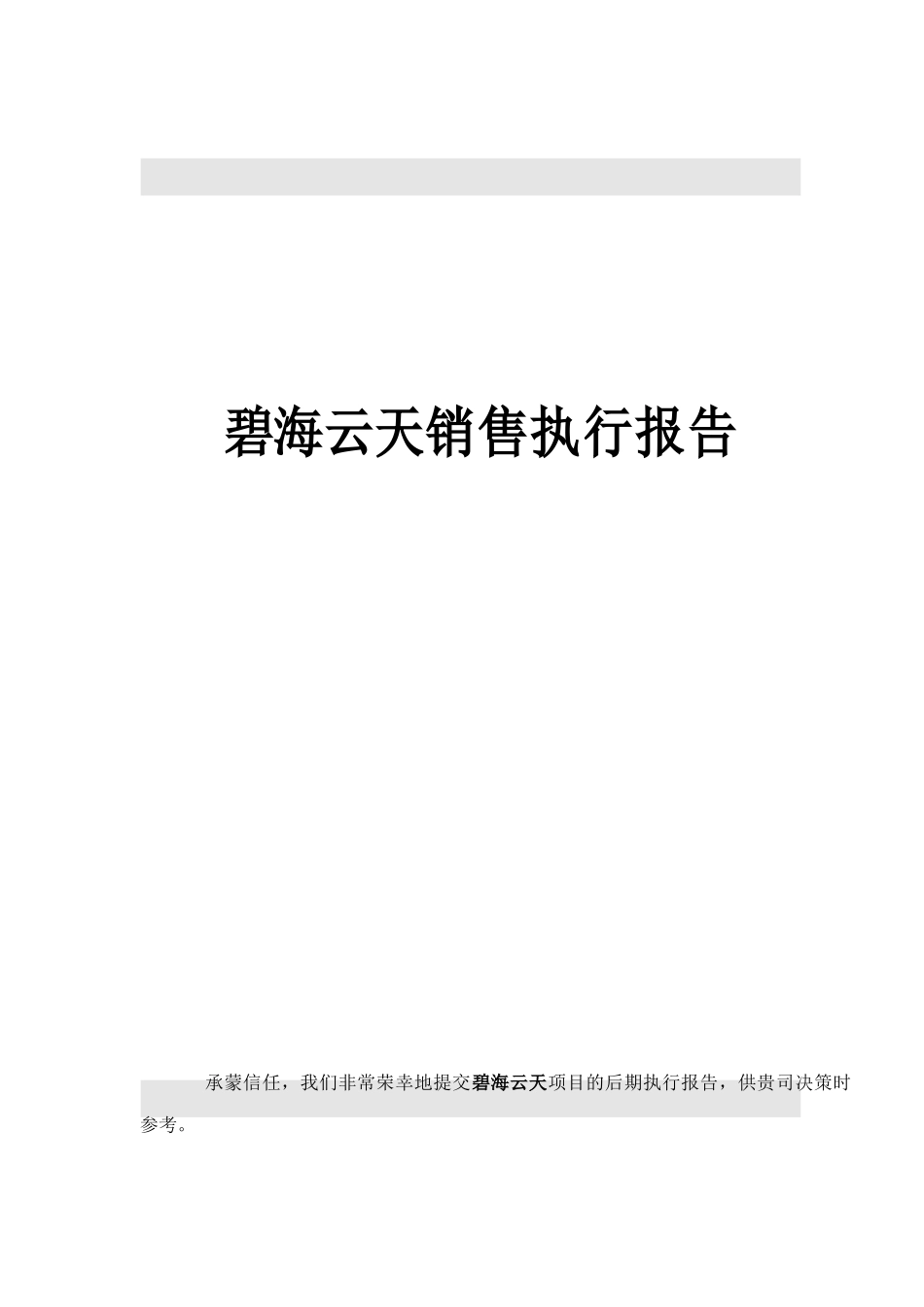 深圳某某房地产销售执行报告_第1页