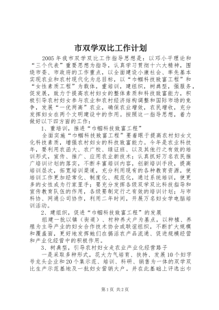 市双学双比工作计划