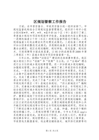 区规划督察工作报告