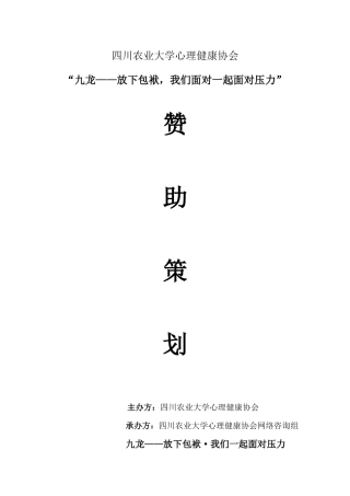 九龙超市赞助策划书