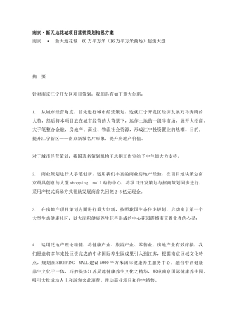 南京新天地花城项目营销策划构思方案