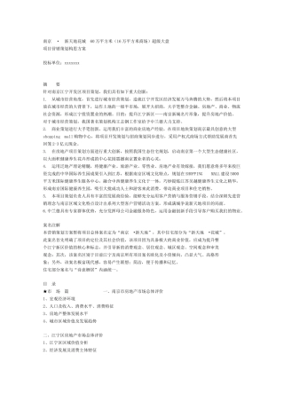 南京某超级大盘项目营销策划构思方案