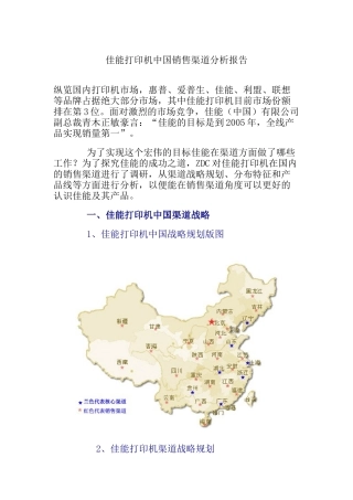 佳能打印机在我国销售渠道分析报告