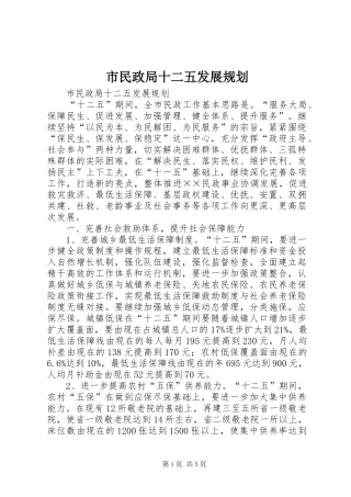 市民政局十二五发展规划