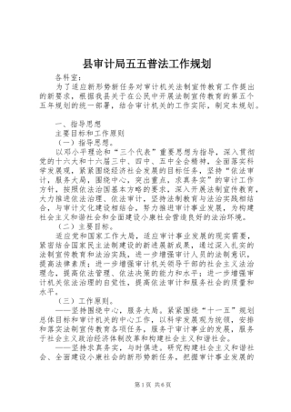 县审计局五五普法工作规划