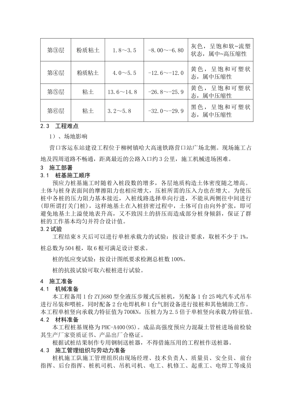 营口市客运东站工程预应力管桩施工方案_第3页