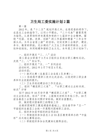 卫生局工委实施计划2篇