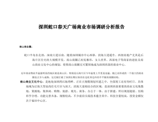 深圳某广场商业市场调研分析报告