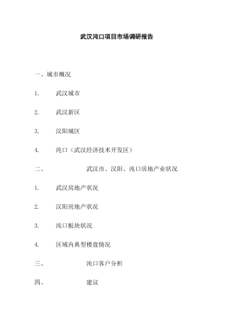 武汉某项目市场调研报告