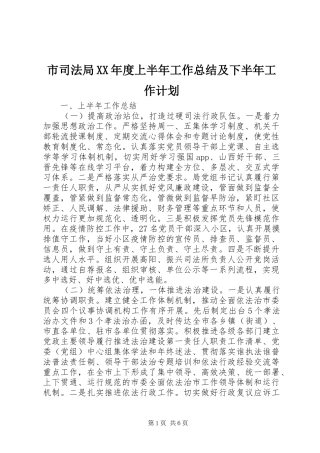 市司法局XX年度上半年工作总结及下半年工作计划