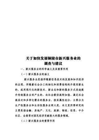 加快发展铜陵市新兴服务业的调查与建议