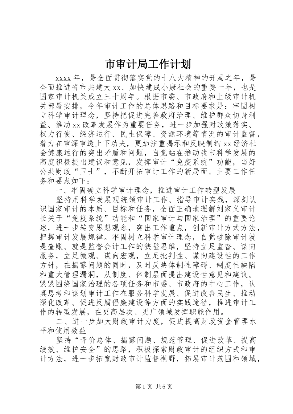 市审计局工作计划_第1页