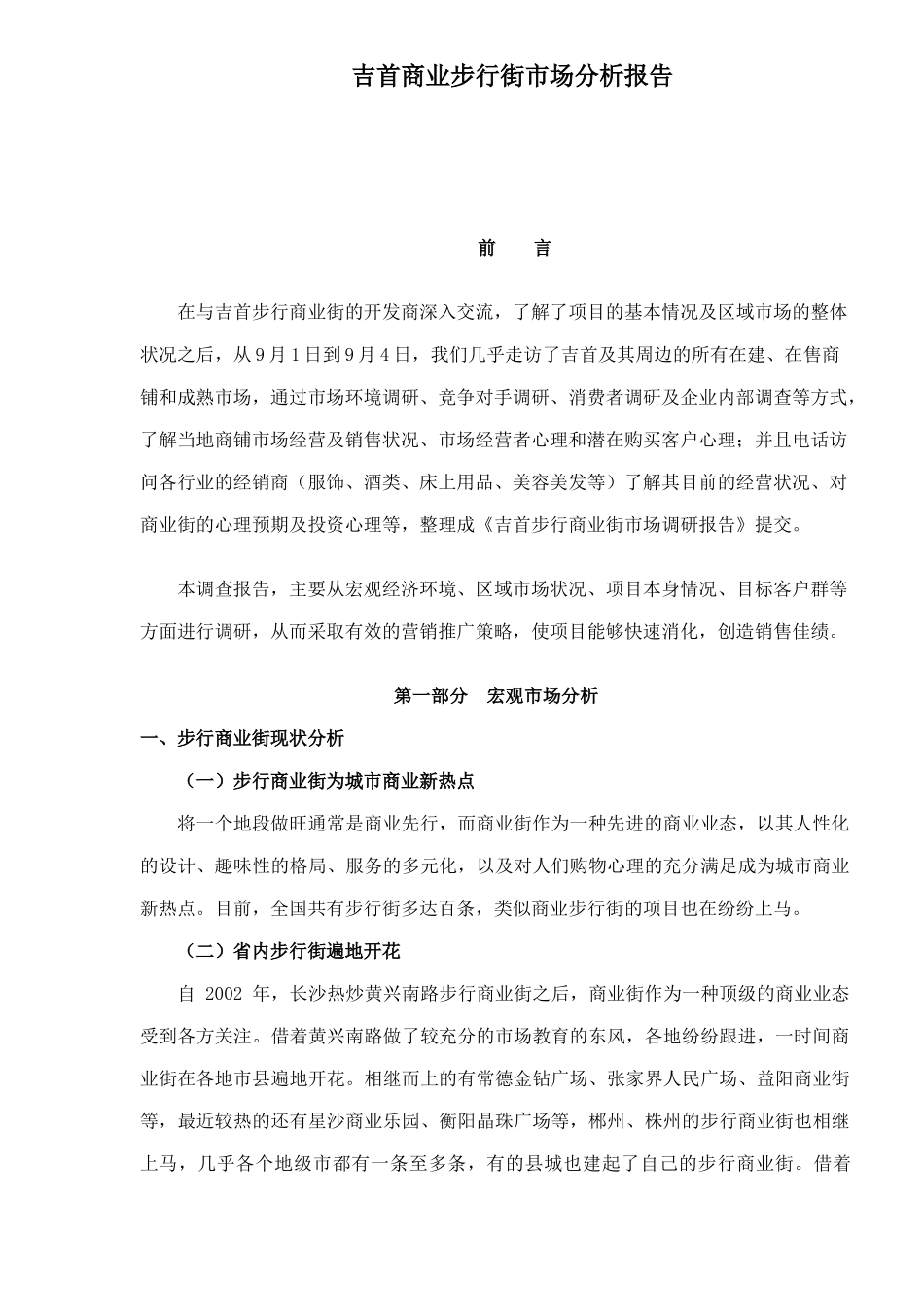 吉首商业步行街市场分析报告10(1)_第1页