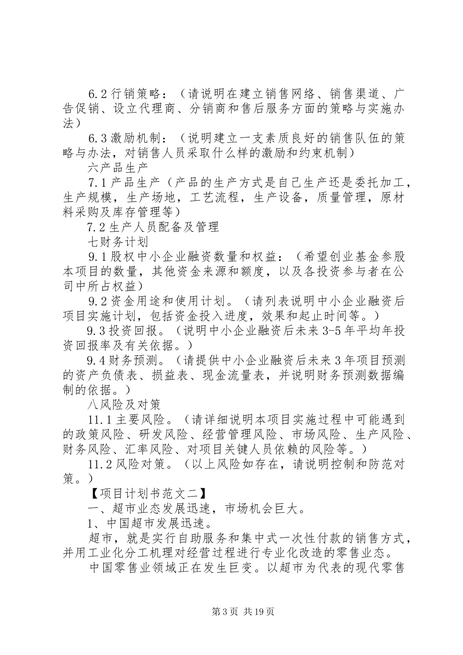 20XX年最新项目计划范文模板_第3页