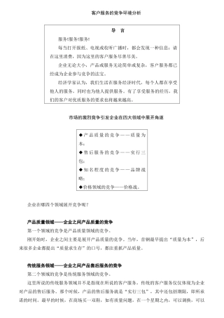 客户服务的竞争环境分析