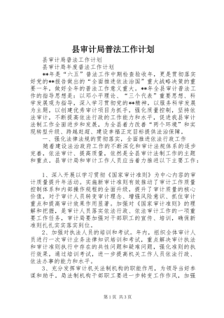 县审计局普法工作计划