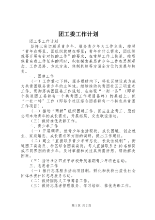 团工委工作计划