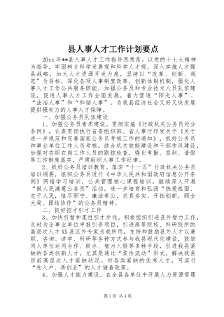 县人事人才工作计划要点