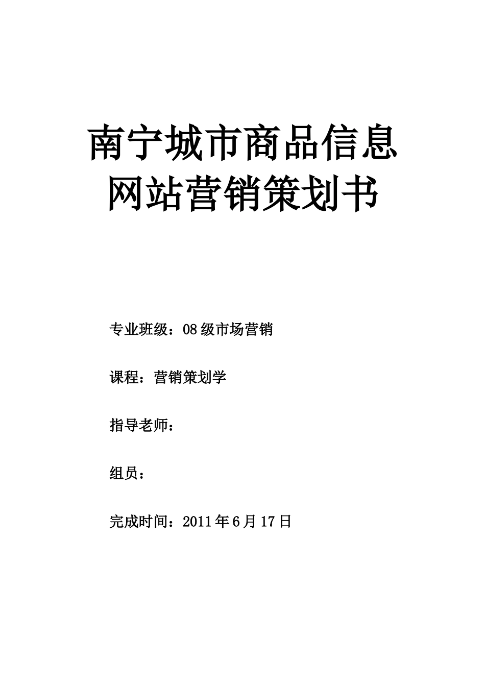 南宁城市商品信息网站营销策划书样本_第1页