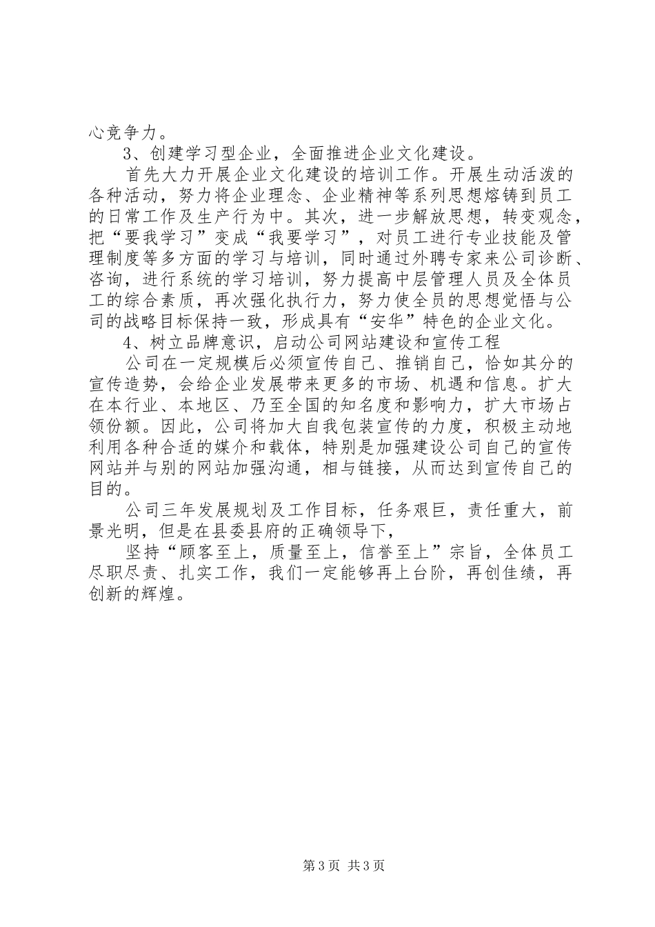 企业三年发展规划范文大全_第3页