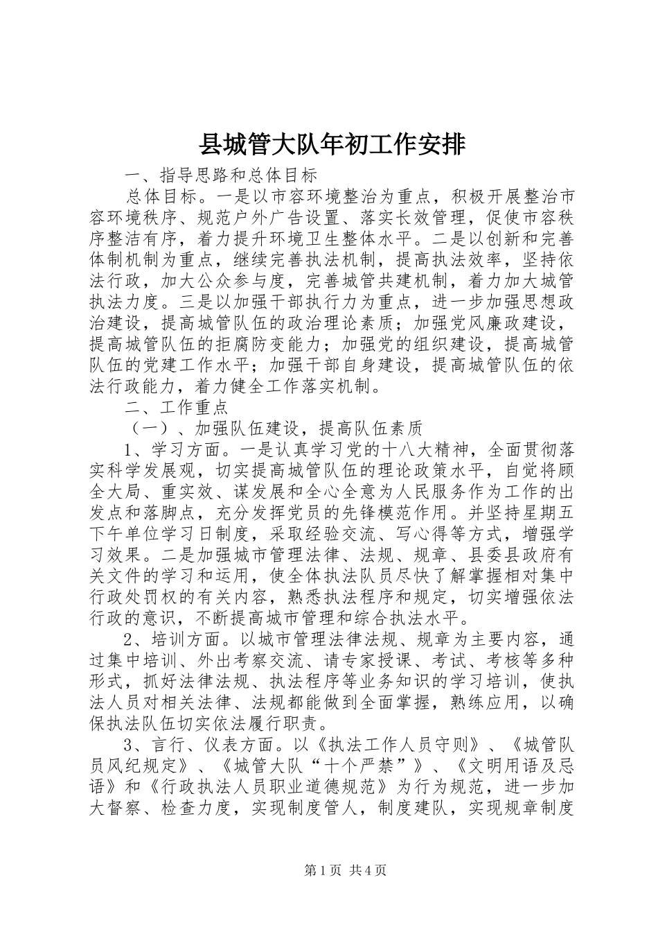 县城管大队年初工作安排_第1页