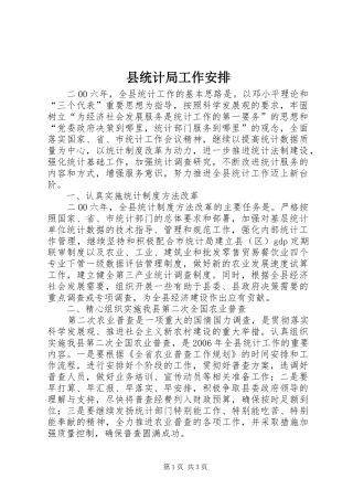 县统计局工作安排