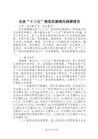 全县“十三五”规划实施情况视察报告