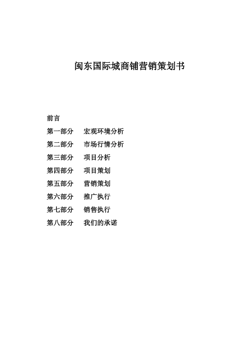 武汉闽东国际城商铺营销策划书_第1页