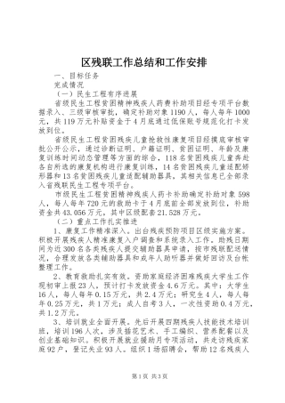 区残联工作总结和工作安排