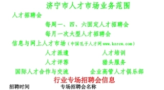 济宁市人才市场业务范围