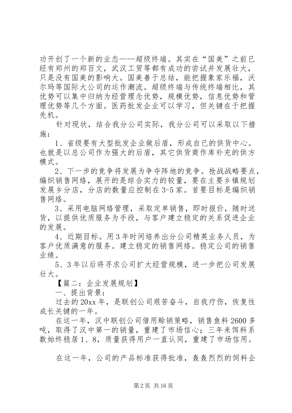 企业发展规划方案模板_第2页