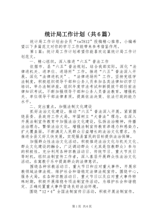 统计局工作计划（共6篇）