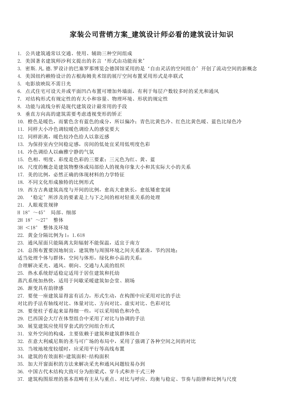 家装公司营销方案_建筑设计师必看的建筑设计知识_第1页