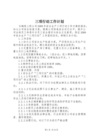 三项行动工作计划