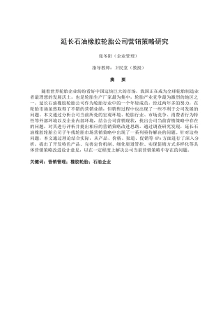 石油橡胶轮胎公司营销策略研究