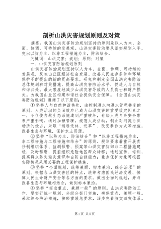 剖析山洪灾害规划原则及对策