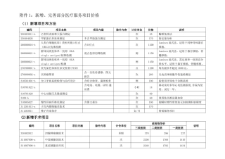 附件1：新增、完善部分医疗服务项目价格